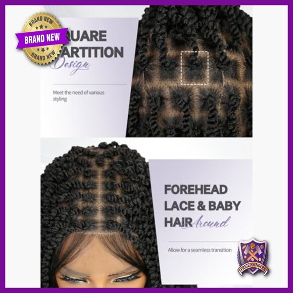 Full Double Lace Braided Wig Pre Plucked Senegalese Twist Curly main image 5